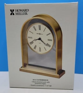 Vintage Howard Miller Reminisce Table Clock Brass #613-118 Quartz - New. - Picture 1 of 4