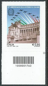 2016 ITALIA CODICE A BARRE 1000001760 FRECCE TRICOLORI MNH ** - ED - Picture 1 of 1