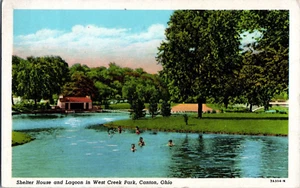 Vintage Postcard OHIO Shelter House Lagoon West Creek Park Canton Posted - Picture 1 of 2