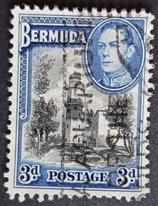 1941 Bermuda 121A King George VI St. David’s Lighthouse 3d used Postage Stamp - Bild 1 von 1