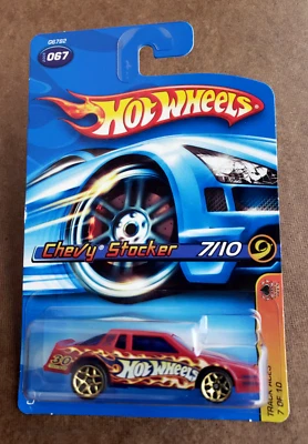 2005 Hot Wheels CHEVY STOCKER RED #67 Track Aces Series 7/10 1:64 Gold Y 5-Spoke - Image 1 of 4