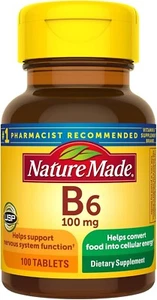 New Nature Made Vitamin B6 100mg Support Nervous System 100 Tablets Exp 02/2028+ - Picture 1 of 7