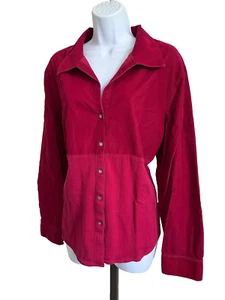 J. Jill Size XL Red  Long Sleeve Corduroy Blouse - Picture 1 of 9