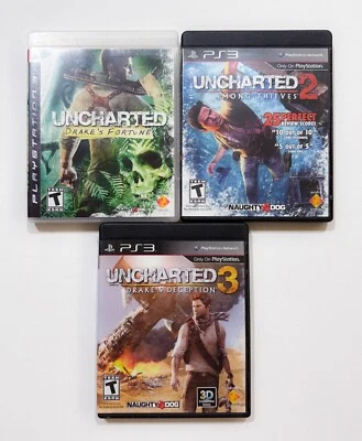Uncharted 1, 2, 3 Trilogy PS3 (Sony PlayStation 3)  Bundle Lot TESTED - Image 1 of 4