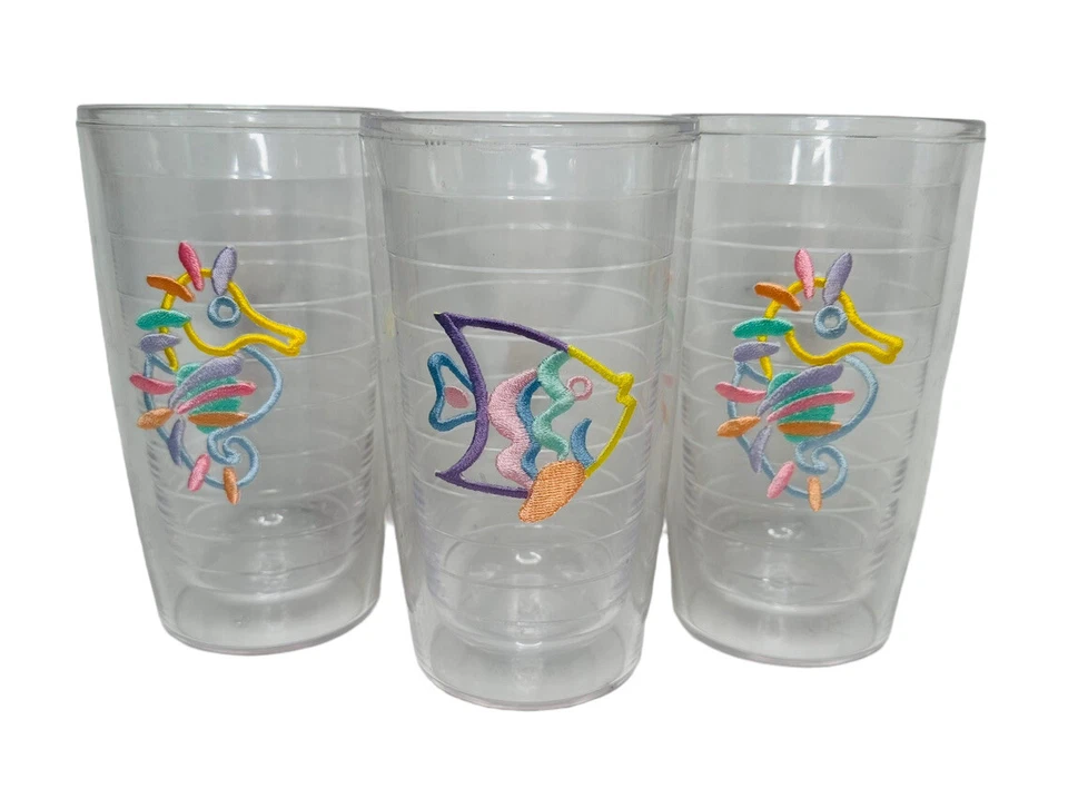 Vasos Tervis aislados peces tropicales caballito de mar 16 oz SIN TAPAS - LOTE de 3 Foto 1 de 4