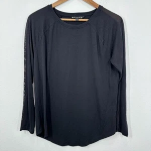 Athleta Size Small Black Longsleeve Mesh Shirt Athletic Fit Athleisure Yoga - Picture 1 of 6