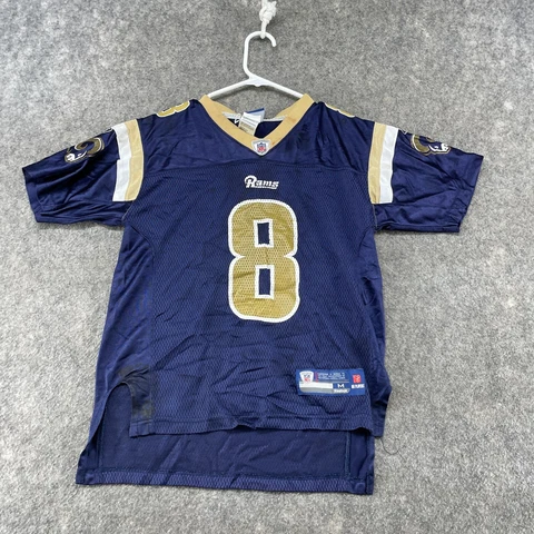 St Louis Rams Jersey Boys Medium Blue Tan 8 Sam Bradford Mesh On Field Reebok Cover