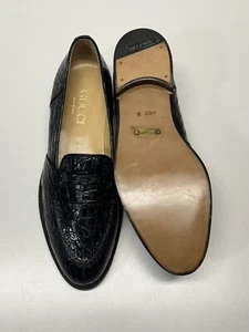 Gucci Men’s Black Crocodile Classic Full Strap Split Toe Loafer Size 40.5 D - Picture 1 of 21
