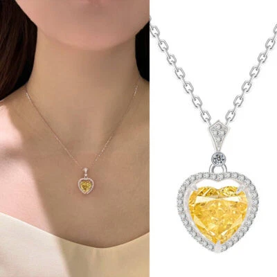 Collana Argento Sterling Cristallo Giallo Per Ragazze Donna Regalo GIOIELLI MODA - Immagine 1 di 4