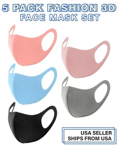 Unisex Einfarbig Verschiedene Farben Leicht Waschbar Wiederverwendbar Gesichtsmasken - 5er Set - Bild 1 von 12