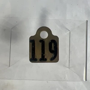 Vintage Double Sided Brass Cow Tag Number 119 Used - Picture 1 of 2