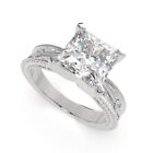 4 Ct Lab Created Princess Cut Solitaire Diamond Engagement Ring Vvs1 F W Gold