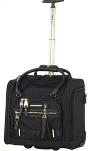 NEW STEVE MADDEN UNDERSEAT WHEELED BAG 15" CARRYON BLACK PEEK A BOO - Picture 1 of 5