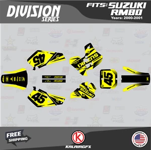Graphics Decal Kit For Suzuki RM80 (2000-2001) Division Series - Yellow Shift - Picture 1 of 4