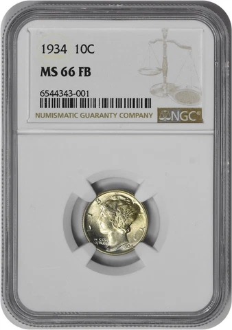 1934 Mercury Silver Dime MS66FB NGC Cover