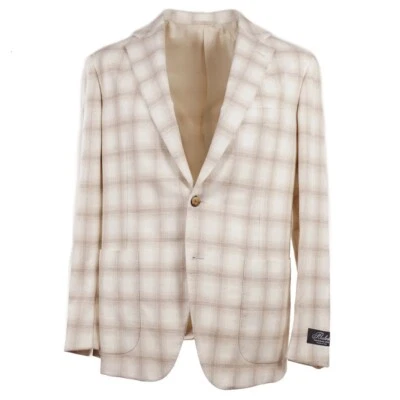 Belvest Ivory Cream and Tan Check 100% Cashmere Sport Coat 42R (Eu 52) NWT - Image 1 of 4