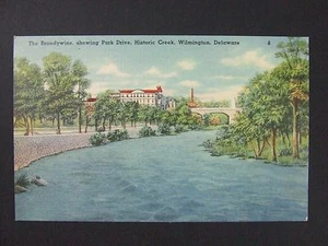Wilmington Delaware DE Brandywine Park Drive Historic Creek Linen Postcard 1944 - Picture 1 of 1