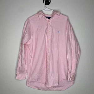 Camicia uomo Ralph Lauren rosa spilla righe bottoni cotone 16 32/33 classica - Foto 1 di 3