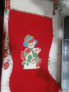 Vintage Christmas Die Cut Vinyl Snowman Red 17" Stocking - Picture 1 of 6