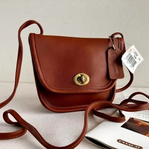 COACH Everett Bag Glove Tanned Leather Crossbody Pouch Tan USA Vintage Used - Picture 1 of 11