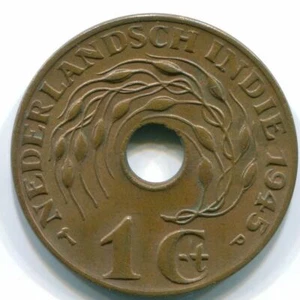 1 CENT 1945 P NETHERLANDS EAST INDIES INDONESIA Bronze Colonial Coin #S10392C - Picture 1 of 3