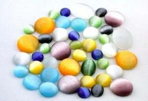 200 Carats Fiber Optic Assorted Mixed Cabochon Cab Gem Shapes Sizes ES9220A4 - Picture 1 of 2
