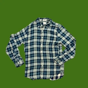 J.Crew JCrew Hombres AZUL Verde Cuadros Delgado Doble Tejido Camisa de Trabajo Camisa Talla S - Imagen 1 de 7