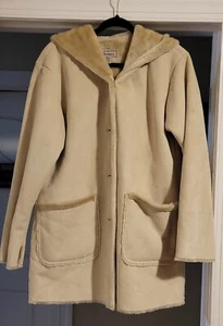 Mulberry Street Faux Fur Lined Winter Coat With Hood- Sz Small - Beige - Picture 1 of 5