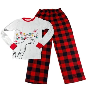 Carters 2-Piece Holiday Pajamas Reindeer Cotton Shirt Sz 12 & Fleece Pants Sz10 - Picture 1 of 8