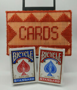 Vintage Needlework Crochet Playing Cards Case for 2 Decks Pad/Pen 2 NEW DECKS