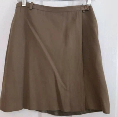 Falda envolvente Ann Taylor talla 10 grande beige marrón corta trabajo carrera  Foto 1 de 4