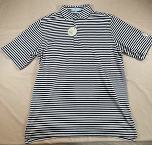 Polo de golf Fairway & Greene a rayas sicómoro para hombre L azul marino rendimiento NUEVO - Imagen 1 de 12