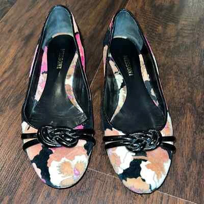 MISSONI Velvet Floral Print Ballet Flats - Size 38.5 - Image 1 of 4