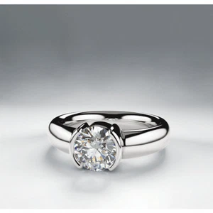 1.19 ct Round Diamond Engagement Solitaire 14k White Gold Mens Ring E SI #119 - Picture 1 of 4