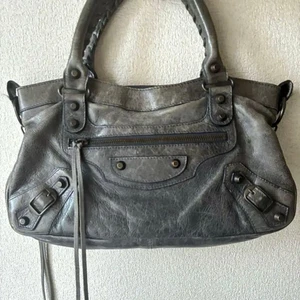 Bolso de Mano Balenciaga City The First de Cuero Gris Bolso de Hombro Cartera JPN - Imagen 1 de 14