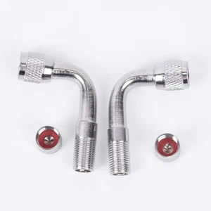 Set of 2 Tyre Valve Extensions 90 Degree for Car and For Motorcycle Tire Access - Picture 1 of 12