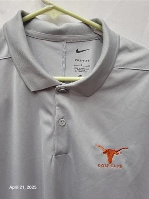Camisa polo masculina golfe Texas Longhorns cinza L Nike Dri Fit futebol esporte adulto - Imagem 1 de 4