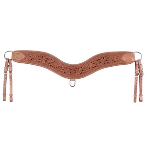 New Brown Floral Tooled Leather Tripping Collar Breast Collar Breastcollar 3900 - Picture 1 of 2
