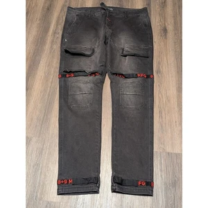 Pantalones cargo de mezclilla negros lavados vintage 8&9 MFG para hombre talla 38 ropa de calle - Imagen 1 de 7