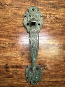 Antique Arts & Crafts Large 12.25” Door Pull Hammered Bronze Thumb Push READ - Picture 1 of 7