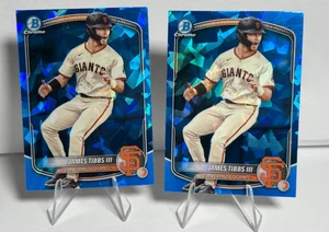 (2) JAMES TIBBS III 2025 BOWMAN CHROME SAPPHIRE REFRACTOR GIANTS - Picture 1 of 2