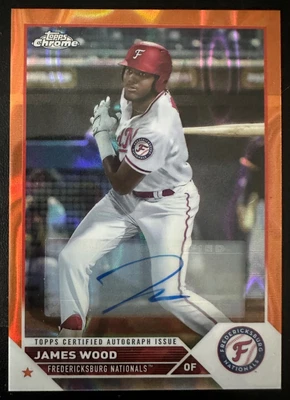 2023 Topps Chrome Pro Debut PDC-119 James Wood Orange Refractor Auto /25 - Image 1 of 2