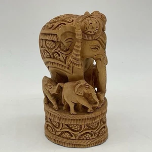 Hand Carved Sandalwood  Ambari  Indian Elephant Herd Intricately Carved - Picture 1 of 10