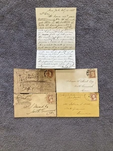 1850s Greenwich Conn Solomon Mead Postal Cover Grouping With Letter - Picture 1 of 10