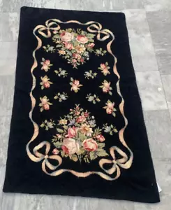 Vintage French Style Aubusson Rug Needlepoint Chain stitch Rug 3x4 ft Free Ship - Picture 1 of 10