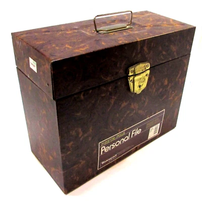 Caja de hojalata vintage Ballonoff Homecraft Porta archivo marrón burl archivo personal 6x10x12 Foto 1 de 4
