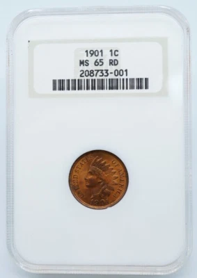1901 Indian Head 1c Cent NGC MS 65 Red Old Holder - U834 - Image 1 of 4