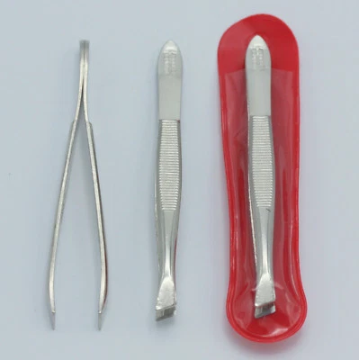 Pinzette schräg ⟺ 8 cm Solingen Germany Augenbraunentferner Haarentfernung Etui