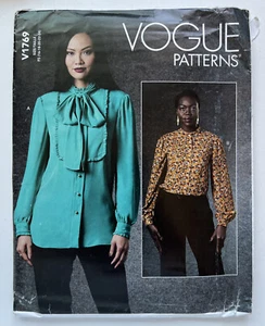 Vogue Uncut Pattern V1769 Blouse-Stand Collar and Ribbon Bow 8-16, 16-24 - Picture 1 of 4