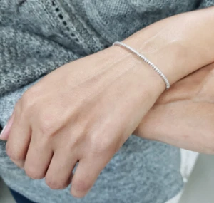 2 Ct Round Cut Moissanite Tennis Bracelet Solid 14k White Gold 7 Inches Long - Picture 1 of 8